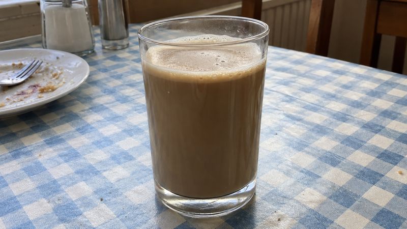 Kawa zbożowa served in a Polish milk bar