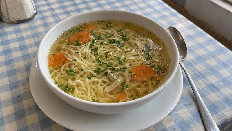 Rosół served in a Polish milk bar