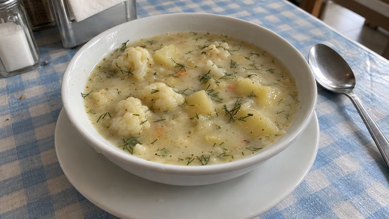 Zupa kalafiorowa served in a Polish milk bar