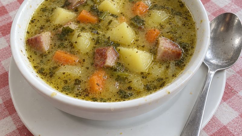 Zupa ziemniaczana served in a Polish milk bar