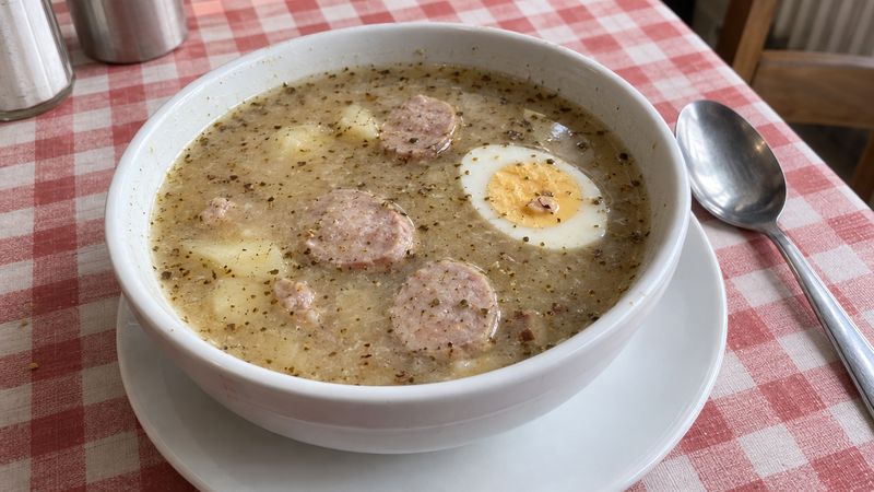 Żurek served in a Polish milk bar